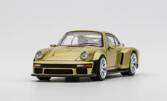 POPRACE 1:64 Porsche 964 Singer DLS Turbo modified Diecast Model Goldern