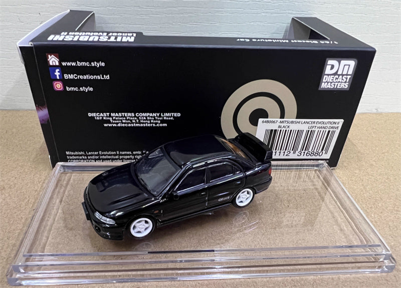 BM Creations MITSUBISHI LANCER EVO II LEFT HAND DRIVE Black 1:64 Car Pre-built Model