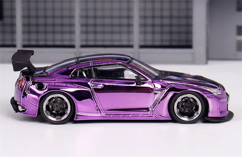 LMLF MODEL Nissan GT-R R35 Pandem Rocket Bunny Electroplating purple Limited Edition 500PCS ONLY 1:64 Car Pre-built Model view3