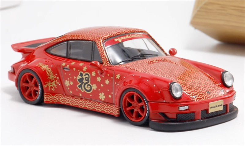 mymodelcollect Porsche RWB 964 Red New Year's Edition Limited Edition RAUH - Welt 1:64 Car Pre-built Model view6