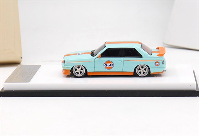 ScaleMini BMW M3 first generation E30 low slung sports car Gulf coating Limited Edition 499PCS ONLY 1:64 Car Pre-built Model view3