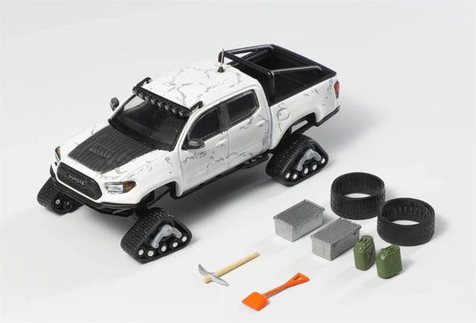 GCD Toyota Tacoma Snow Edition with tank track White Stone Pattern LHD 1:64 Truck Pre-built Model view1