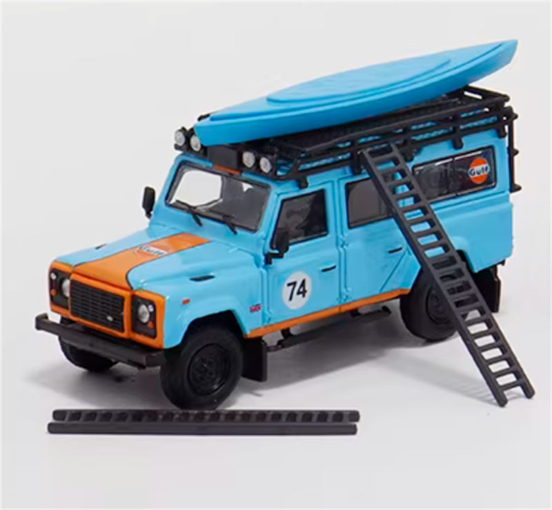 Master Land Rover Defender 110 Gulf coating with accessories 1:64 Car Pre-built Airliner Model Display view4