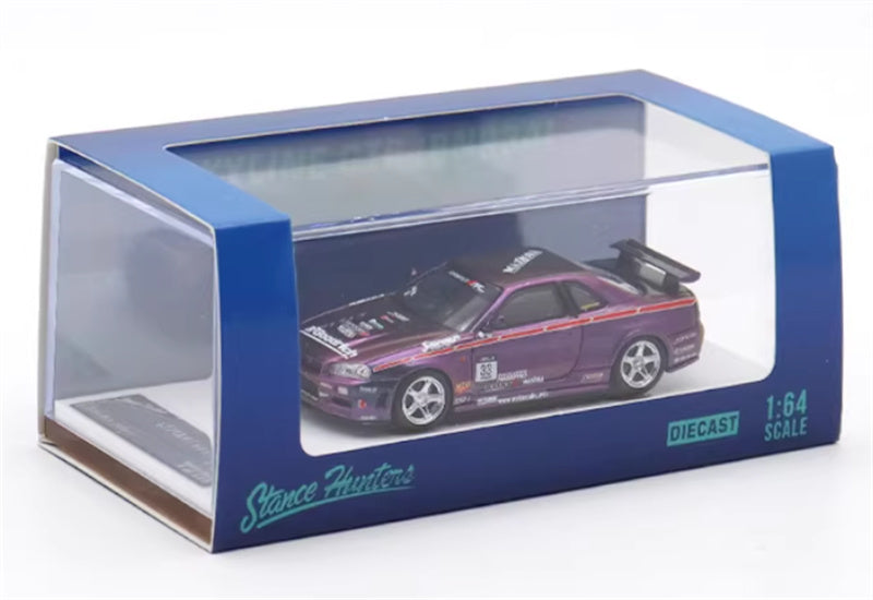 Stance Hunters Nissan Skyline GTR BNR34 Z-tune Chameleon Purple Limited Edition 599PCS ONLY 1:64 Car Pre-built Model view8