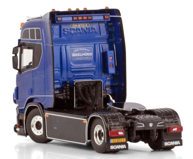 WSI SCANIA R HIGHLINE CR20H 4X2 Geelhoed blue 1:50 Truck Pre-built Model