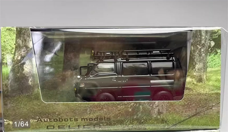 Autobots Models Mitsubishi Delica 3rd Generation Wagon 4X4 Off Road Modified Edition Black left-hand drive with accessories 1:64 Car Pre-built Model view8