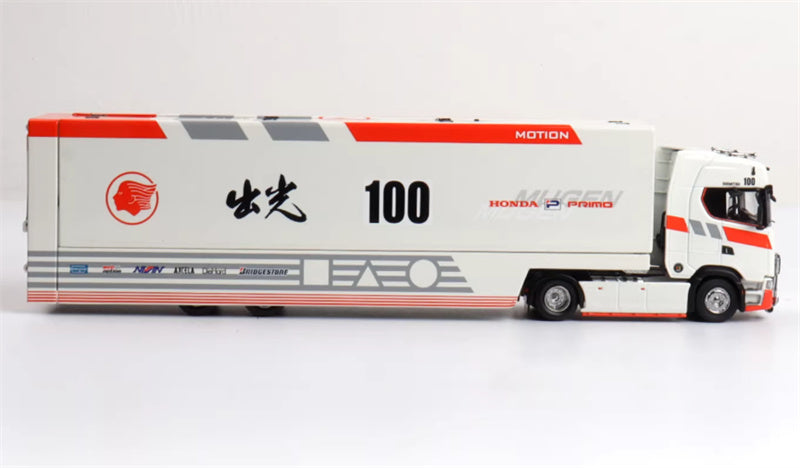 Max well Scania #S730 double-decker transport vehicle Red White Light 100 Coating 1:64 Truck Pre-built Airliner Model Display view3