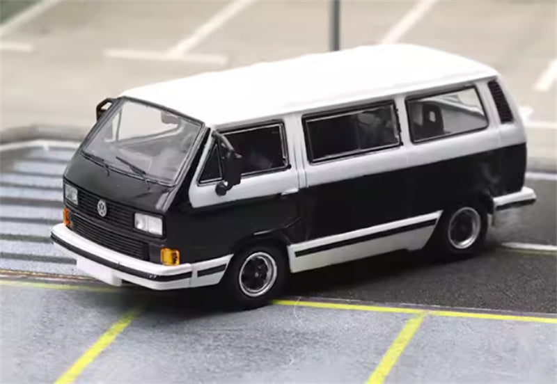 Master Volkswagen T3 Van black white 1:64 Car Pre-built Airliner Model Display view1