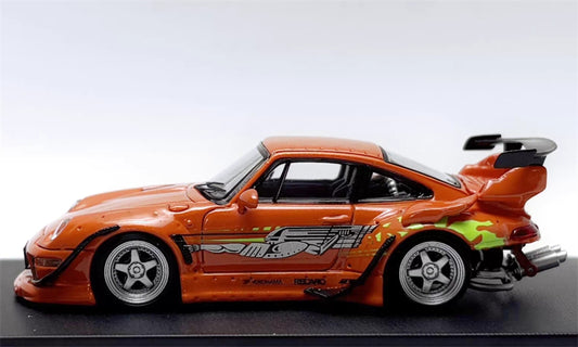 1:64 Porsche 911 RWB 993 Orange SW DIECAST LowTail Model