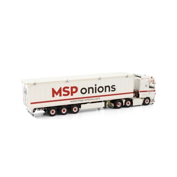 1:50 DAF MSP ONIONS MY2017 6X2 TRAILER / CARGO FLOOR 3 AXLE WSI  White Diecast Model