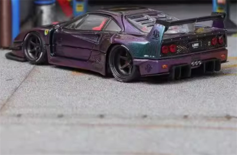 Star Model Ferrari F40 LB wide body Open back cover version Color changing Purple - Exquisite Crystal Base 1:64 Car Pre-built Model view5