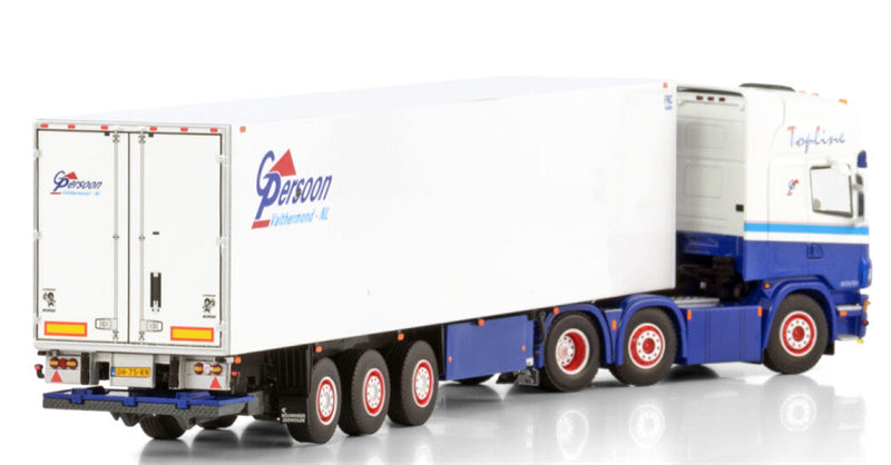 WSI  SCANIA 4 SERIES TOPLINE 6X2 TWIN STEER REEFER TRAILER - 3 AXLE G. Persoon valthermond NL 1:50 Truck Pre-built Model