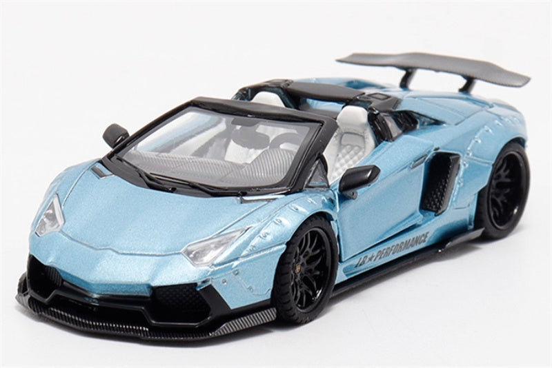 Rhino Model Lamborghini Aventador LP700-4 LBWK Convertible Ice Blue - Black Wheel Limited Edition 500PCS ONLY 1:64 Car Pre-built Model view1