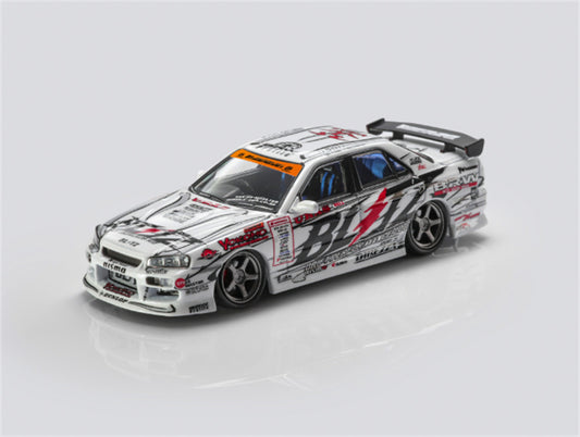 Mortal Nissan GTR ER34 BLITZ D1GP SKYLINE URAS Modified Edition 07 style with tail wing Limited Edition 899PCS ONLY 1:64 Car Pre-built Model view1