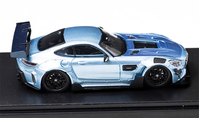 Rhino Model Mercedes-AMG GT-S Carbonerre Wide Bodykit modified big rear wing sports car ice blue Limited Edition 499PCS ONLY 1:64 Car Pre-built Model view3