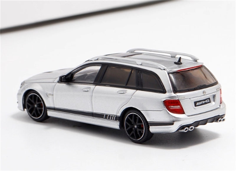 Flame Mercedes-Benz C63 AMG Edition 507 Wagon Silver Limited Edition 499PCS ONLY 1:64 car Pre-built Model view6