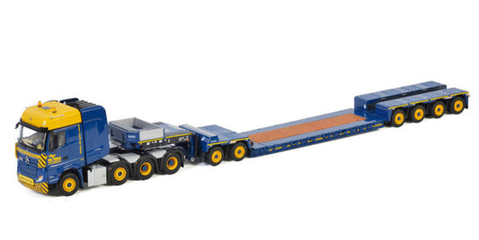 WSI MB ACTROS MP4 SLT BIG SPACE 8X4 LOW LOADER EURO-4 AXLE DOLLY-2 AXLE KRAANVERHUUR DE GIER BV 1/50 DIECAST Truck