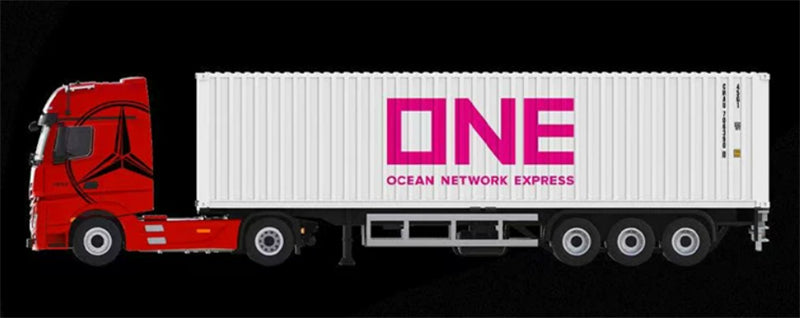 1:64 Mercedes-Benz Actros Red/white ONE TIMEMICRO x PERKA DIECAST Trailer & Tractor Model