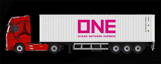1:64 Mercedes-Benz Actros Red/white ONE TIMEMICRO x PERKA DIECAST Trailer & Tractor Model