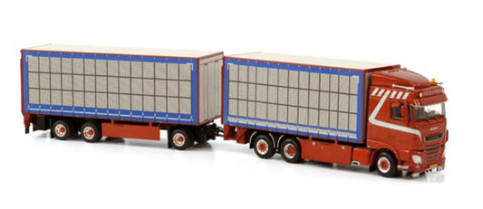 WSI DAF XF SPACE CAB 6X2 TAG AXLE RIGED TRUCK BOX COMBI - 6 AXLE TIJS DE KONING 1:50 Truck Pre-built Model