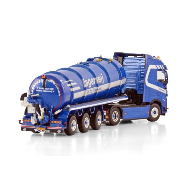 1:50 VOLVO LAGERWEIJ FH5 4X2 TANK TRAILER 3 AXLE WSI  Blue Diecast Model