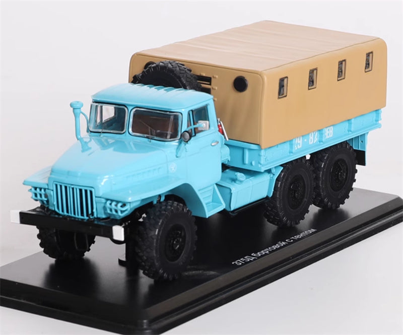 StartScaleModels Soviet URAL-375D flatbed blue Truck with tent 1：43 Truck Pre-built Model