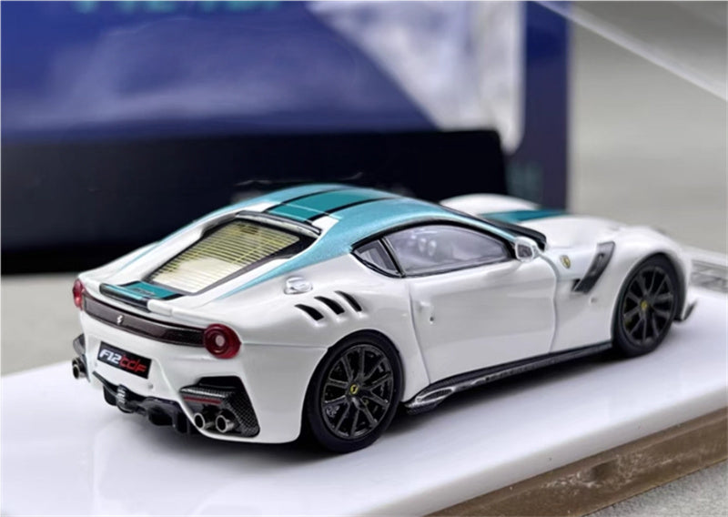 Stance Hunters Ferrari F12 TDF Supercar Limited Edition 499PCS ONLY White - green stripes 1:64 Car Pre-built Model view9