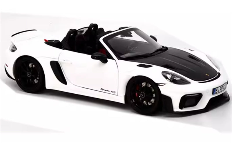 1:18 PORSCHE 718 SPYDER RS  White Carbon Cover  Norev Convertible DIECAST Car Model