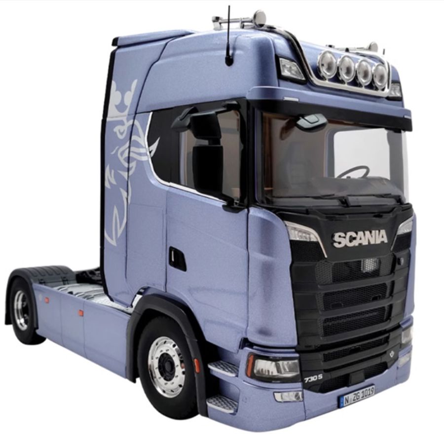 NZG SCANIA 730S Blue V8 transport vehicle + double-layer trailer 1:18 DIECAST Truck Lorry