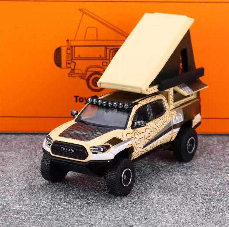 GCD TOYOTA Tacoma Camper Off-Road SUV sandy yellow LHD 1:64 Truck Pre-built Model view7