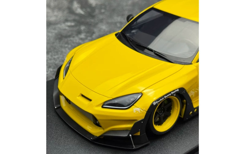 1:18 Toyota GR86 Yellow Rocket Bunny GT Spirit PANDEM Wide Body Resin Car Model