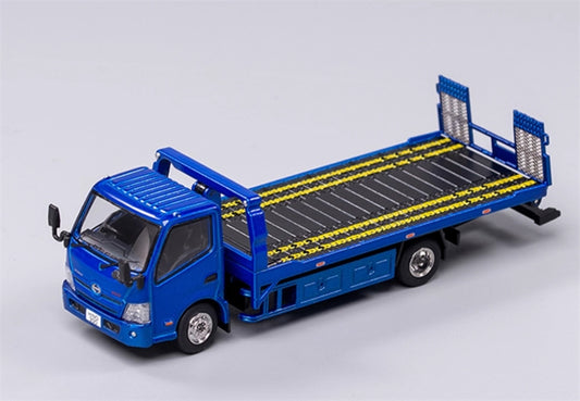 GCD Hino 300 Road Wrecker Trailer Flatbed Tow Truck BLUE RHD 1:64 Truck Pre-built Model view1