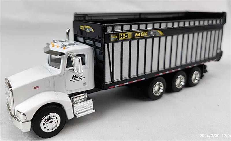 SpecCast Helle Farm Equipment H&S Big Dog age Box on White Peterbilt 385 1:64 Truck Pre-built Model