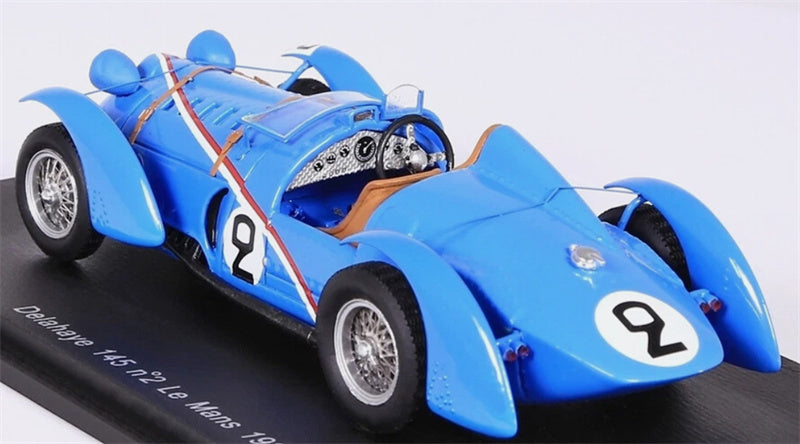 spark Delahaye 145 #2 Le Mans 1938 G.COMOTTI - A.DIVO blue 1:43 Car Model view2