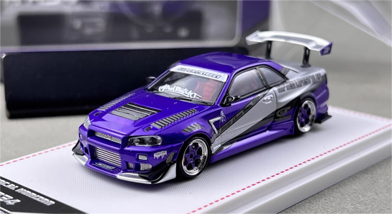 Focal Horizon Nissan Skyline GT-R R34 Violet Storm Livery Limited Edition 999PCS ONLY 1:64 Car Pre-built Model view1