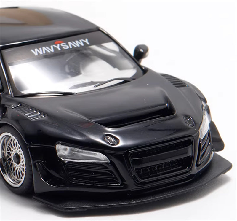 LeManFang Audi R8 LMS ULTRA high tail modified racing Black 1:64 Car Pre-built Model view10