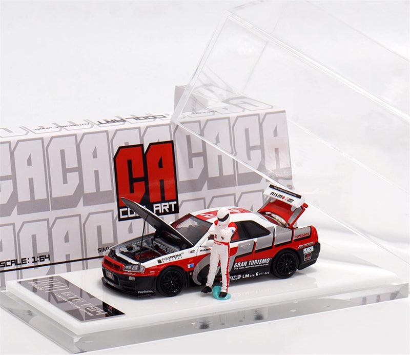 COOL ART Nissan Skyline GT-R R34 Racing w/ Figure Edition 1:64 Car Pre-built Model view1