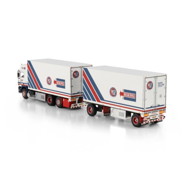 1:50 VOLVO J. STAM F12 6X2 REEFER TRUCK DRAWBAR TRAILER 5 AXLE WSI Diecast Model