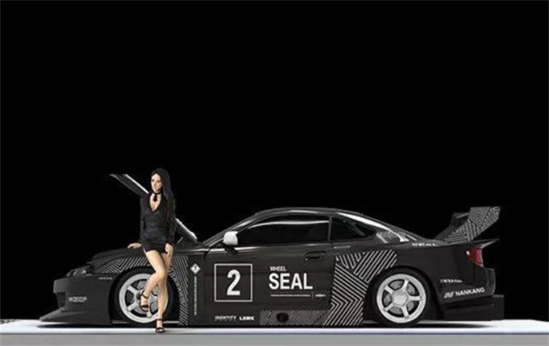 TimeMicro Nissan S15 SILVIA #2 LBWK Black w/ Doll Version Limited Edition 2000PCS ONLY 1:64 car Pre-built Model view2