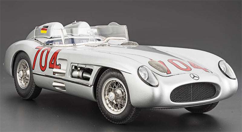 CMC Mercedes Benz 300 SLR Mille Miglia 1955 Herrmann #704 Limited Edition 2000PCS ONLY silver 1:18 Car Pre-built Model view4