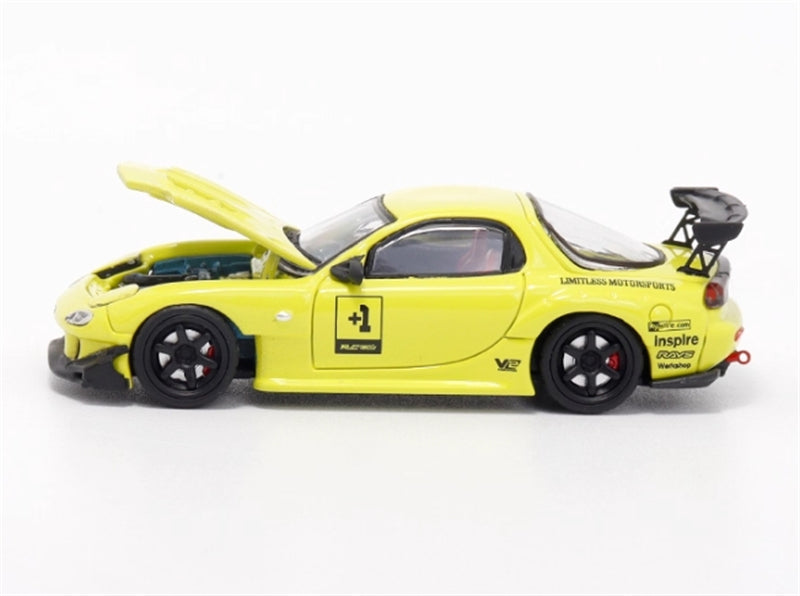 1:64 Mazda RX-7 RE Amemiya‌ Lemon Yellow +1# BSC DIECAST Limited Edition 499pcs ONLY Model