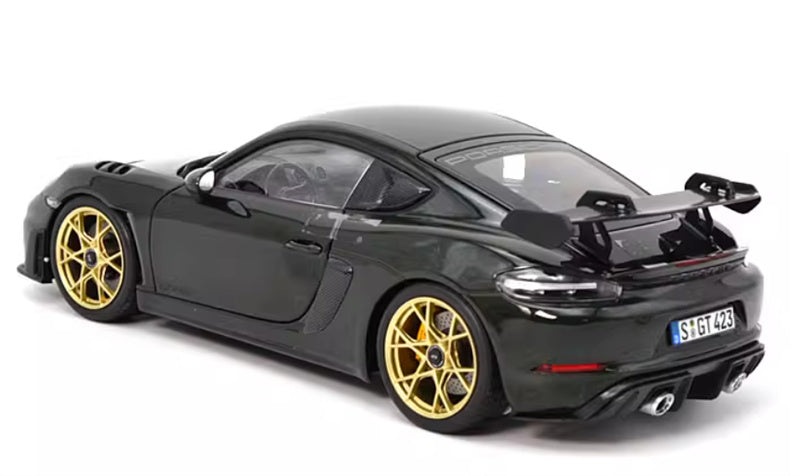 NOREV 2023 Porsche Cayman GT4 RS sports car Hard top dark green 1:18 Car Pre-built Model view2