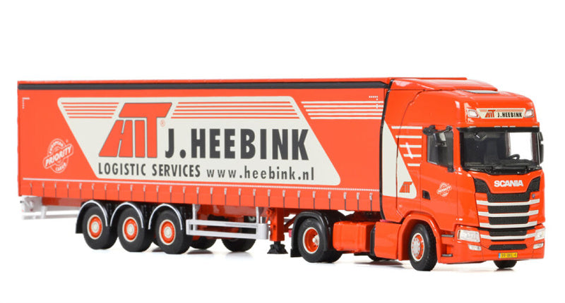 WSI SCANIA S HIGHLINE CS20H 4x2 CURTAINSIDE / TAUTLINER TRAILER - 3 AXLE Heebink 1:50 Truck Pre-built Model