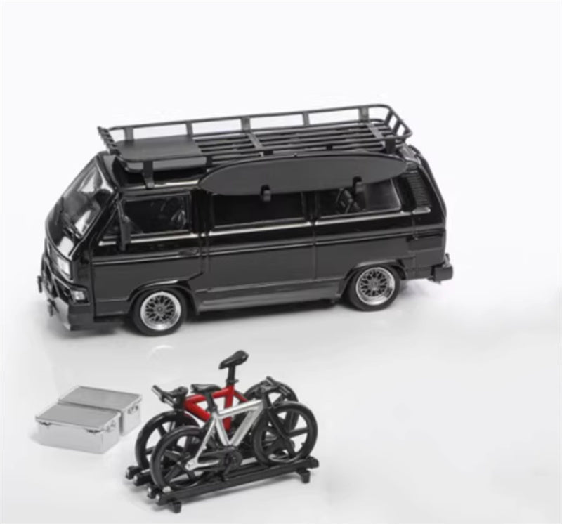 Mortal VW T3 Magway van Exhibition Edition Black - with Accessories 1:64 Car Pre-built Model view5