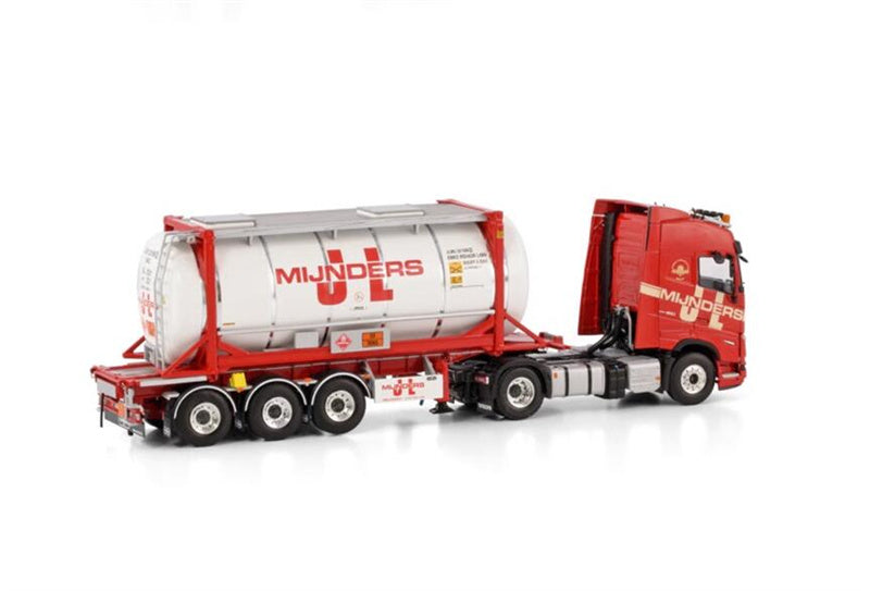WSI VOLVO FH5 GLOBETROTTER 4X2 CONTAINER TRAILER - 3 AXLE +20FT TANK CONTAINER J.L. MIJNDERS TRANSPORT 1:50 Truck Pre-built Model