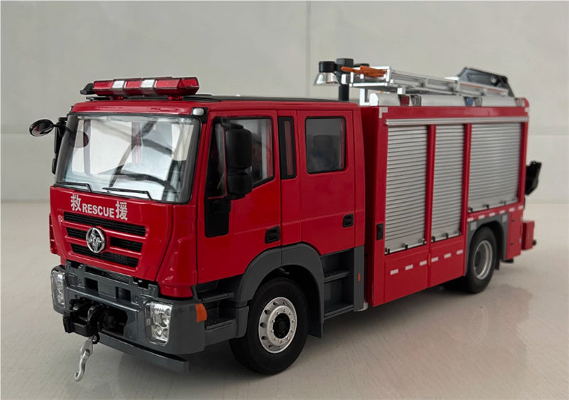 SAIC Hongyan Jieshi 350 Emergency Rescue Main Battle Fire Truck Red 1:24 Truck Pre-built Model