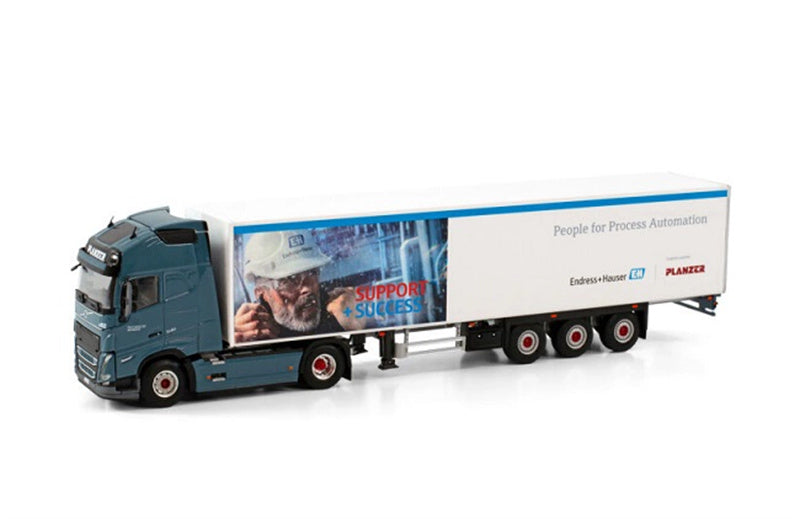 WSI VOLVO FH5 GLOBETROTTER XL 4X2 BOX TRAILER - 3 AXLE PLANZER AG 1:50Truck Pre-built Model