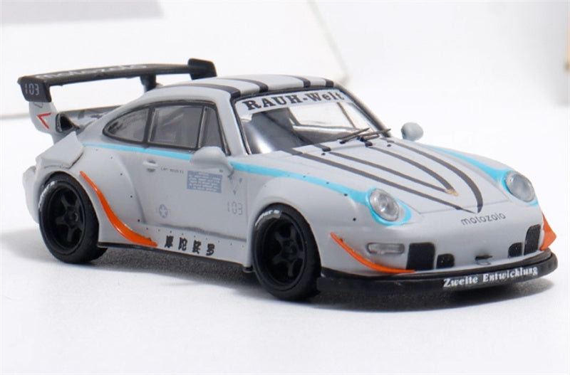 TOP MODELS Porsche RWB 993 Motozolo Battle Grey Limited Edition RAUH - Welt 1:64 Car Pre-built Model view6