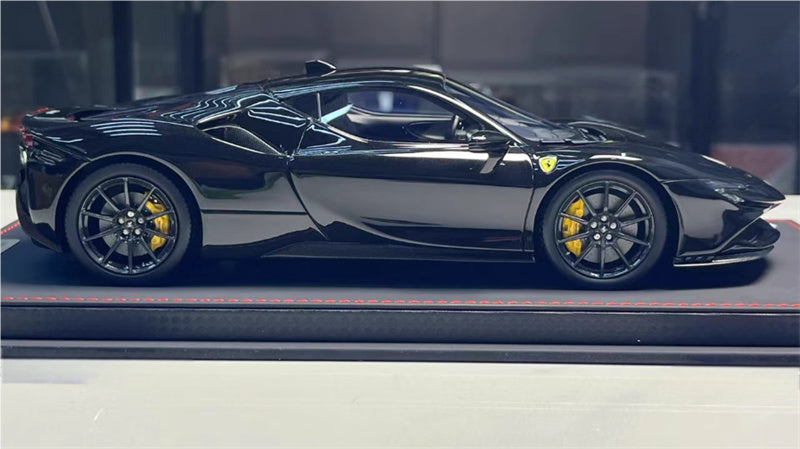 BBR MODELS Ferrari SF90 Stradale New Black Daytona Black wheel yellow calipers Leather base Limited Edition 30PCS ONLY 1:18 Car Pre-built Model view5