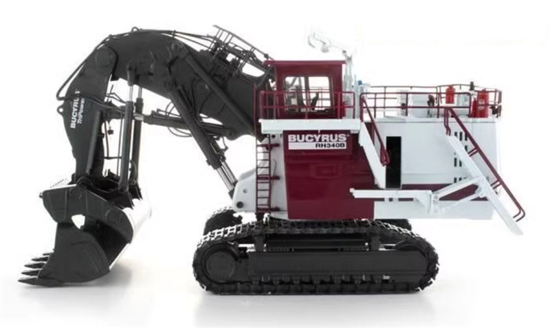 BYMO Bucyrus RH340B mining excavator front shovel White Black 1:50 Truck Pre-built Model